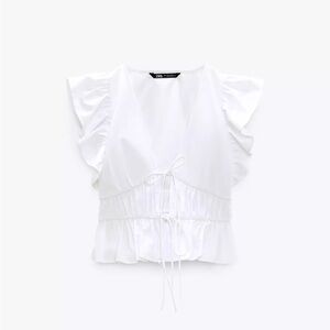 Zara tied poplin top